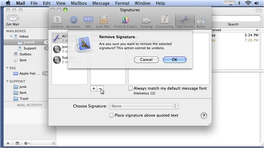 how to add signature to mail on mac