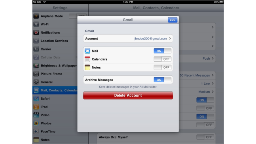 how to find your email password on ipad