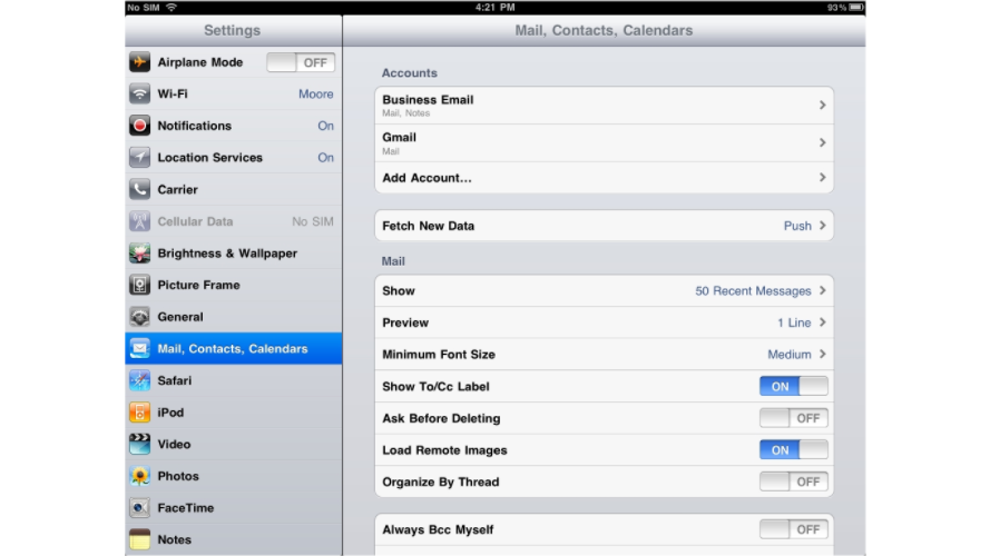 how to change email password on ipad air